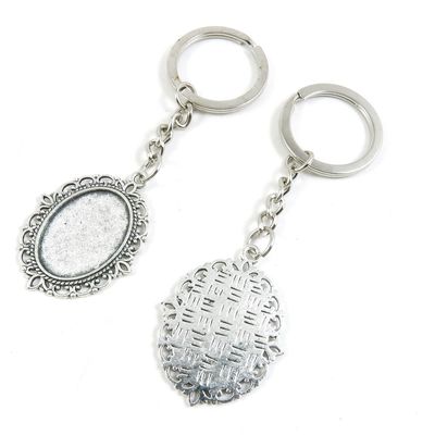 30 Pieces Fashion Jewelry Keyring Keychain Door Car Key Tag Ring Chain Supplier Supply Wholesale Bulk Lots M3VN0 Oval Cabochon Base Blank 25x18mm