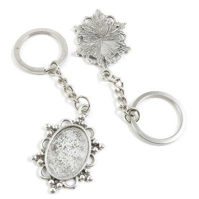 10 Pieces Fashion Jewelry Keyring Keychain Door Car Key Tag Ring Chain Supplier Supply Wholesale Bulk Lots Z0IB6 Oval Cabochon Base Blank 25x18mm