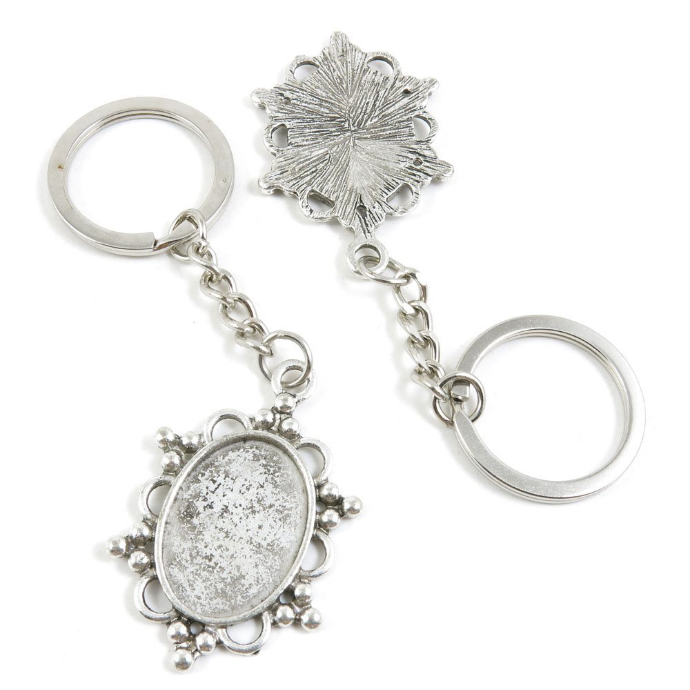 10 Pieces Fashion Jewelry Keyring Keychain Door Car Key Tag Ring Chain Supplier Supply Wholesale Bulk Lots Z0IB6 Oval Cabochon Base Blank 25x18mm