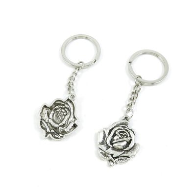 10 Pieces Fashion Jewelry Keyring Keychain Door Car Key Tag Ring Chain Supplier Supply Wholesale Bulk Lots B7OT2 Flower Rose