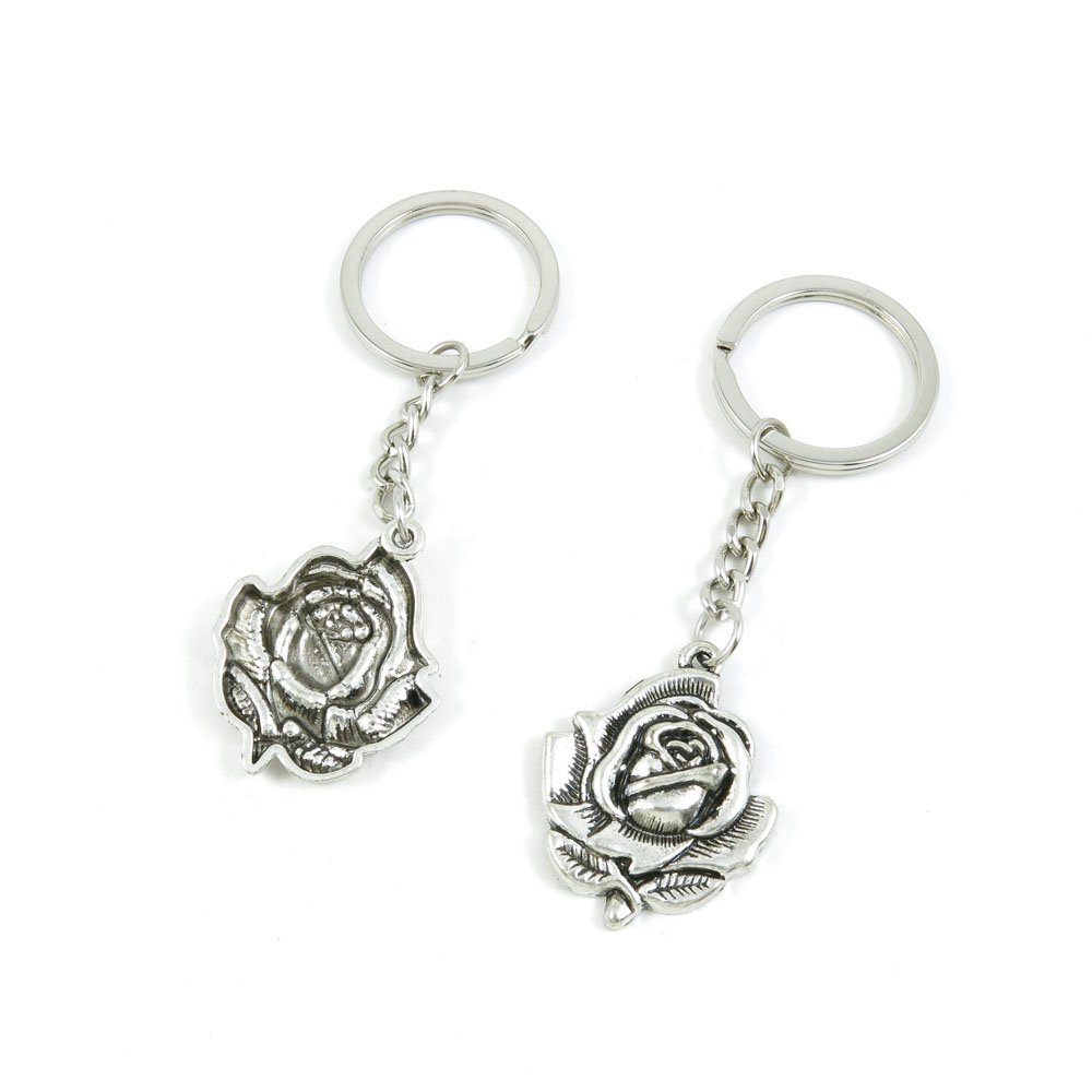 10 Pieces Fashion Jewelry Keyring Keychain Door Car Key Tag Ring Chain Supplier Supply Wholesale Bulk Lots B7OT2 Flower Rose