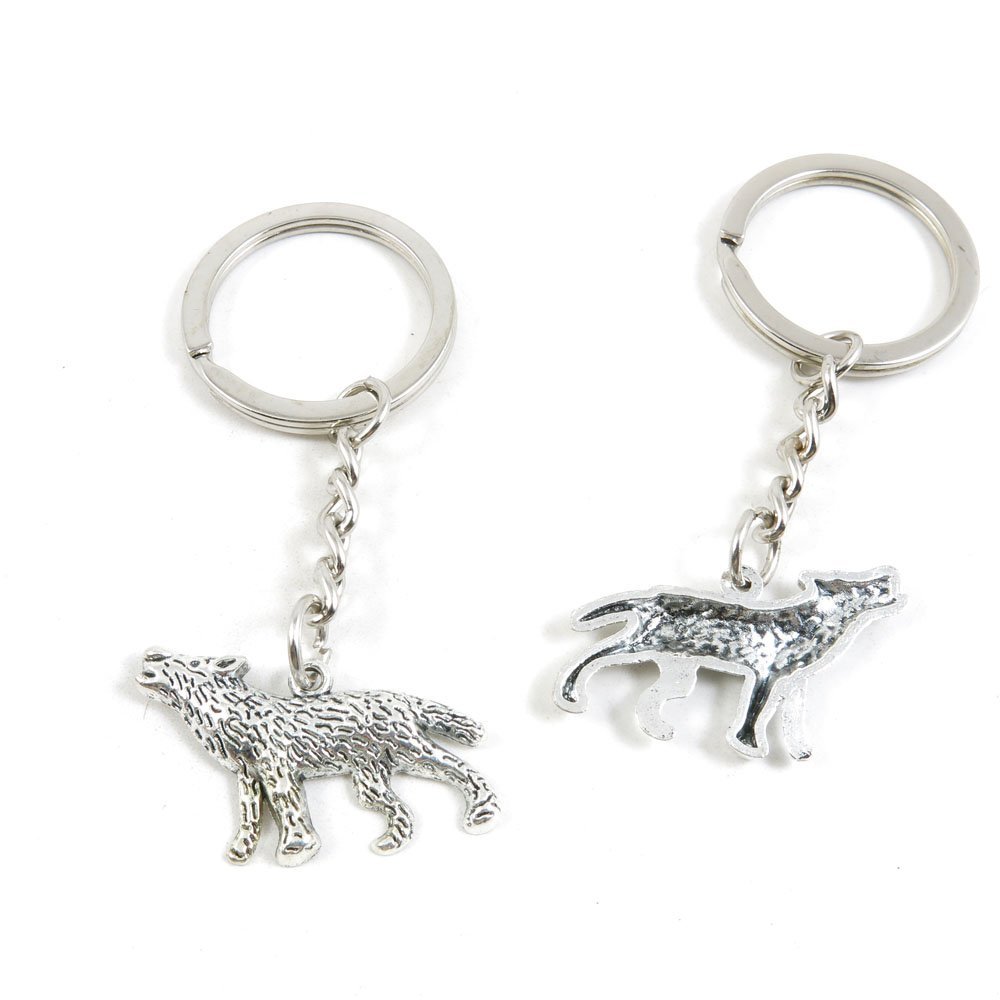 20 Pieces Fashion Jewelry Keyring Keychain Door Car Key Tag Ring Chain Supplier Supply Wholesale Bulk Lots O1GO1 Wolf Wolfhound Dog
