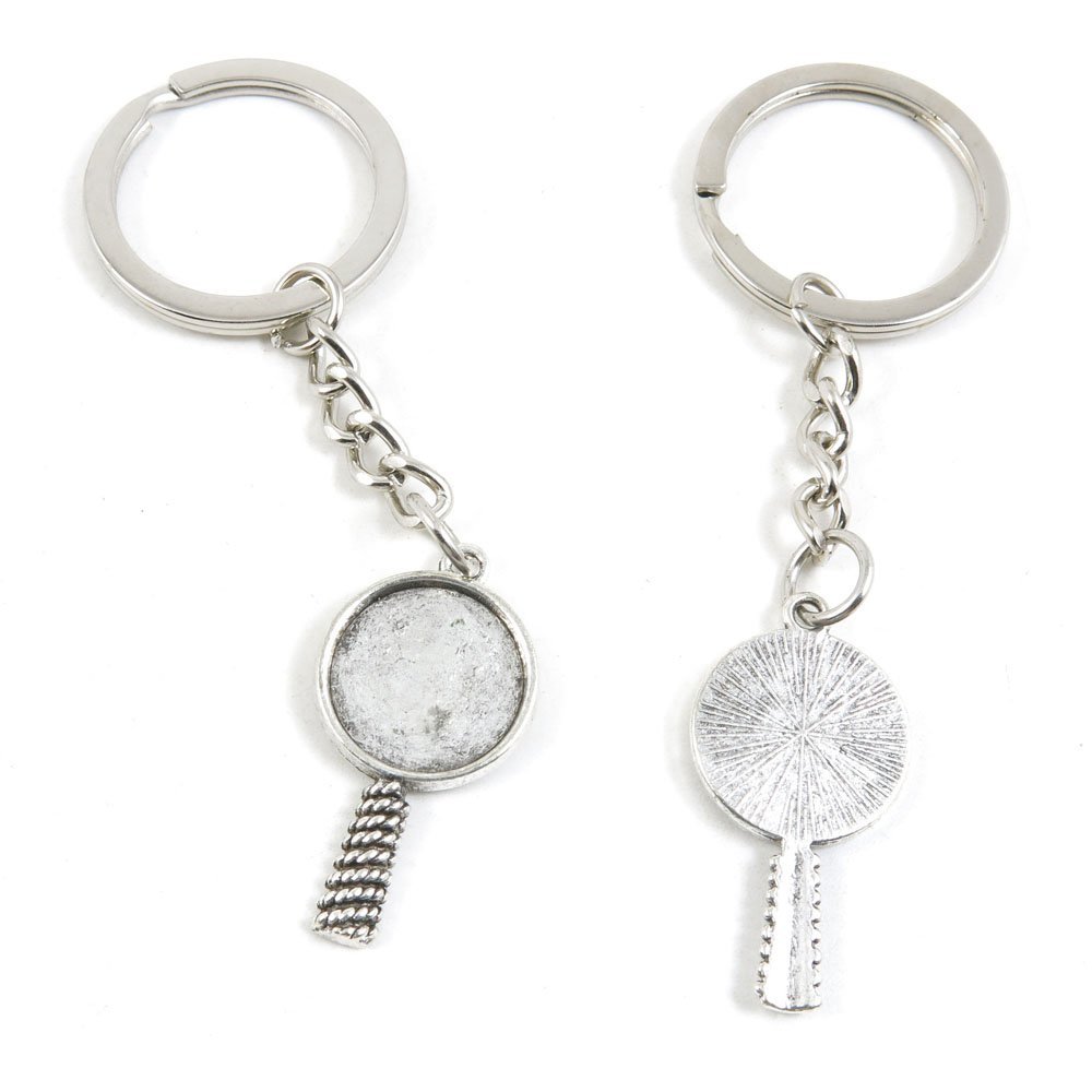 30 Pieces Fashion Jewelry Keyring Keychain Door Car Key Tag Ring Chain Supplier Supply Wholesale Bulk Lots O5DW6 Lollipop Round Cabochon Base Blank 15mm