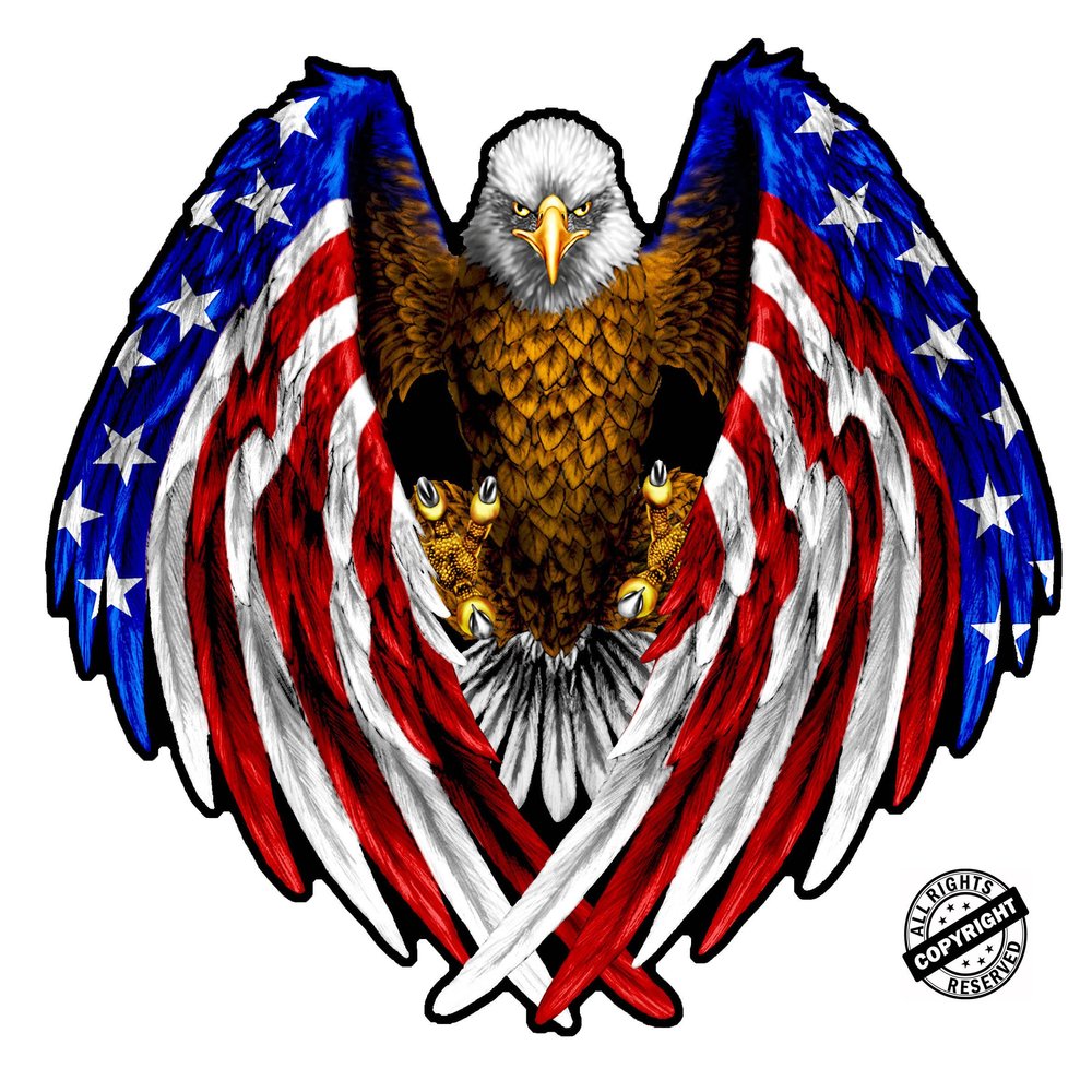 Bald Eagle American Flag Eagle Wings 16" x 14" Corn hole Board Graphics Pair