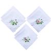 6 Pack of Ladies Embroidery Cotton Handkerchiefs Lace Border White Hankies