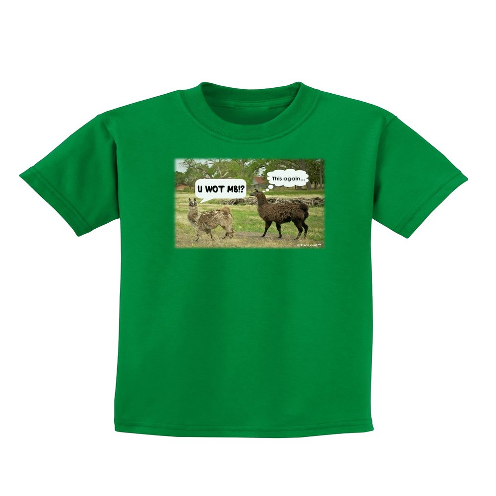 TOOLOUD Angry Standing Llamas Childrens Dark T-Shirt - Kelly Green - XL