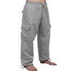 NE PEOPLE Mens Comfy Elastic Drawstring Fleece Cargo Sweat Pants-HeatherGray-L view 1