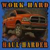 Tee Hunt Work Hard Haul Harder Men's Graphic Short Sleeve T-Shirt - American Pickup Truck Offroad 4x4 USA Design Small Blue view 4