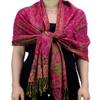 NYFASHION101 Large Soft Double Layer Jacquard Paisley Print Scarf Shawl Wrap - Fuchsia view 1