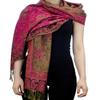 NYFASHION101 Large Soft Double Layer Jacquard Paisley Print Scarf Shawl Wrap - Fuchsia view 2