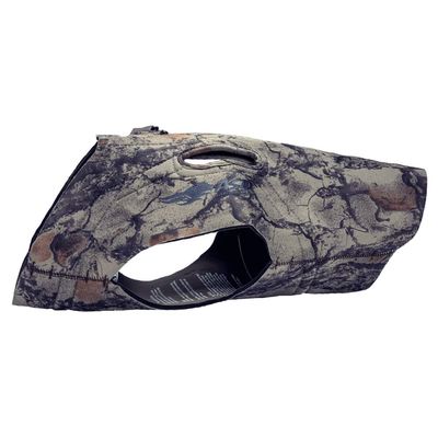 AVERY Boater's Dog Parka - Waterfowl Duck Hunting Durable Zippered 5mm Neoprene Tapered Dog Coat with Integrated Carry Handles, Natural Gear, 3X-Large