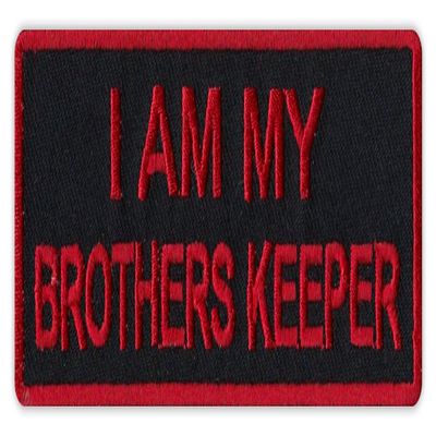 Motorcycle Biker Jacket/Vest Embroidered Patch - I Am My Brother's Keeper (Black/Red Design)