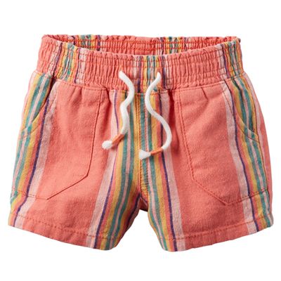 Carter's Baby Girls' Striped Flowy Shorts, 6 Months Orange
