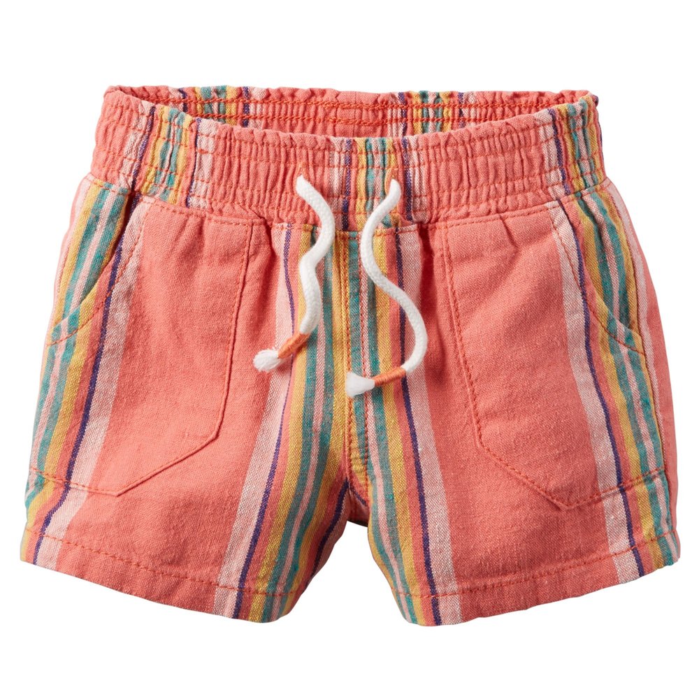 Carter's Baby Girls' Striped Flowy Shorts, 6 Months Orange