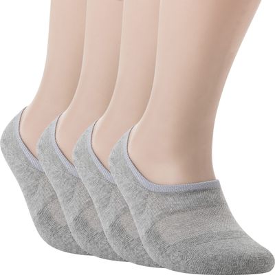 Pro Mountain No Show Socks Women Wide Toe Box For Health Y Heel Forefoot Size M Grey 4 Pack Cotton Cushion Footies Loafer Sneakers US Shoe 8-10