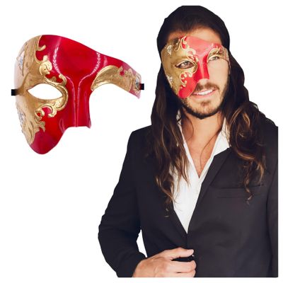 Half Face Masquerade Mask For Men Phantom Of The Opera Mask for Masquerade Party, Venetian Party, Mardi Gras, Halloween & Cosplay