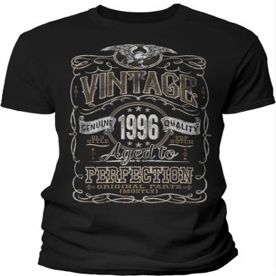 30th Birthday Gift Shirt for Men - Vintage 1996 Aged to Perfection - Black-001-4X