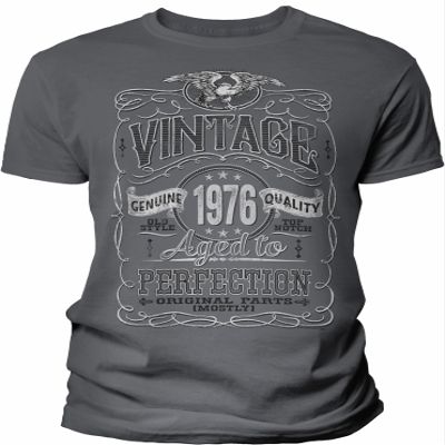 50th Birthday Gift Shirt for Men - Vintage 1976 Aged to Perfection - Charcoal-002-4X