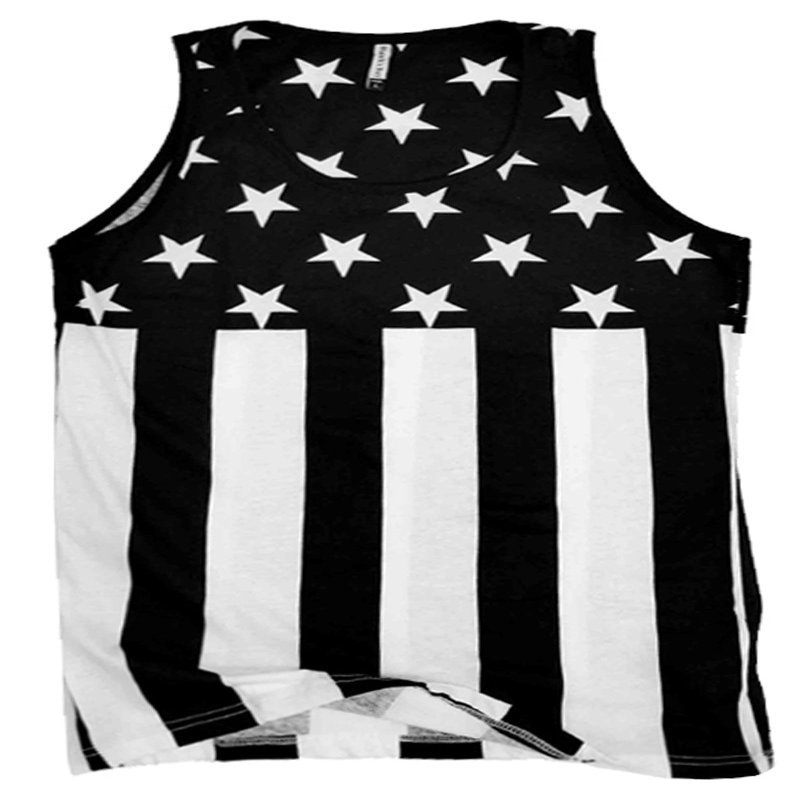 NE PEOPLE Patriotic U.S.A Flag Printed T-Shirts Tank Tops-BLACKSTAR-2XL