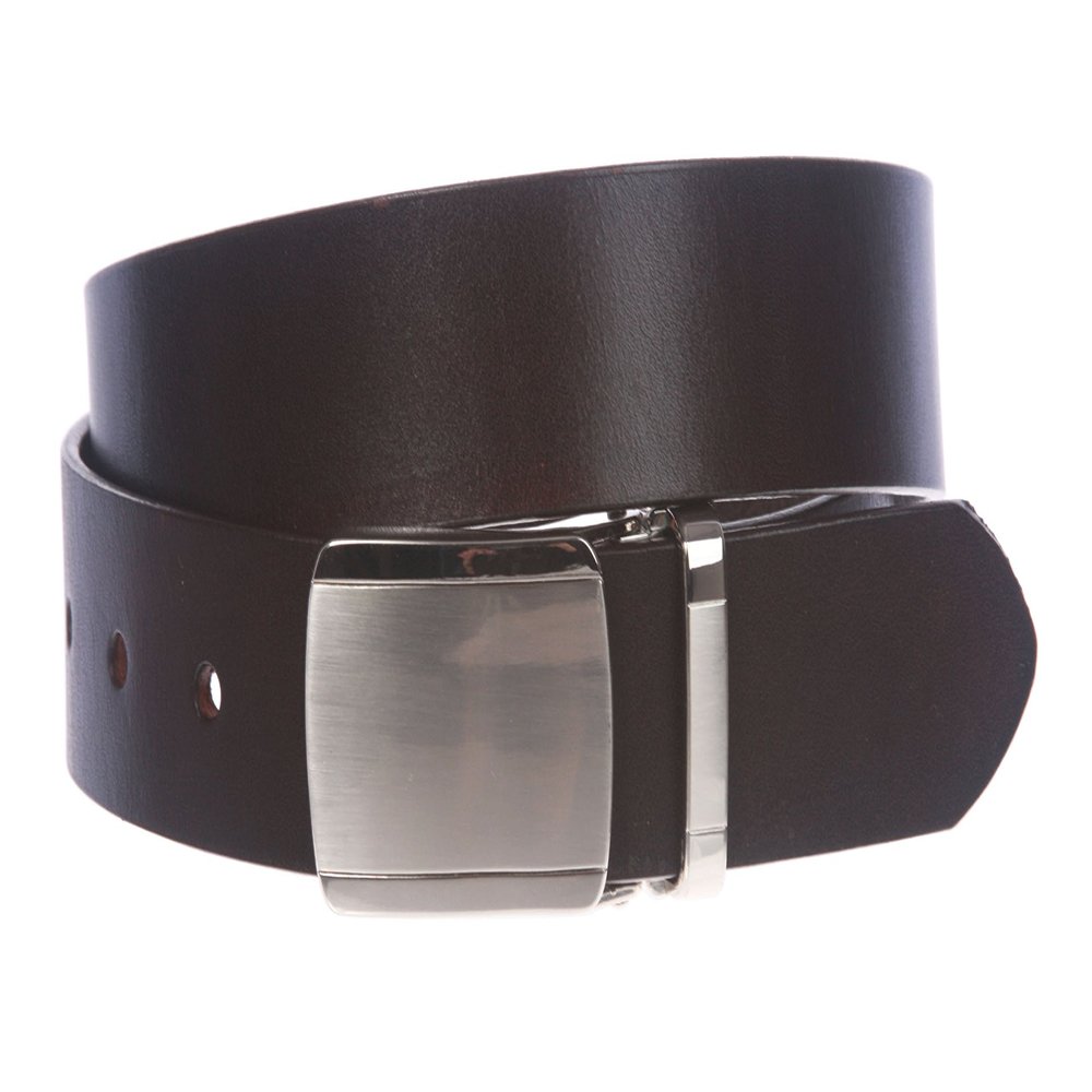 1 1/4" (34 mm) Clamp On Standard Plain Full Grain Leather Belt Size: 28" Color: Dark Brown