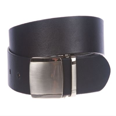 1 1/4" (34 mm) Clamp On Standard Plain Full Grain Leather Belt Size: 30" Color: Dark Navy