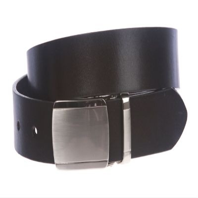 1 1/4" (34 mm) Clamp On Standard Plain Full Grain Leather Belt Size: 32" Color: Black