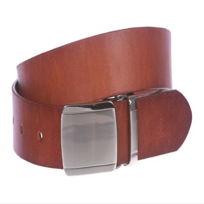 1 1/4" (34 mm) Clamp On Standard Plain Full Grain Leather Belt Size: 32" Color: Tan