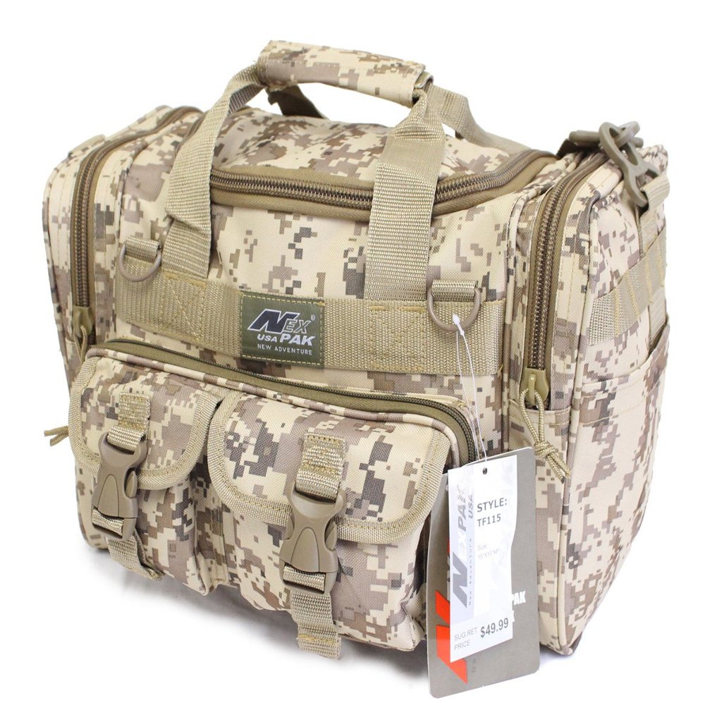 Nexpak 15" Tactical Duffle Military Molle Gear Shoulder Strap Range Bag TF115 DMTAN Digital Camo TAN