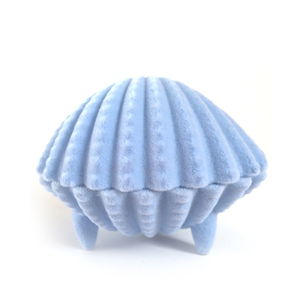 Mallofusa Shell Shape Earrings Ring Coin Necklace Jewelry Gift Box Case for Proposal, Engagement (Light Blue)
