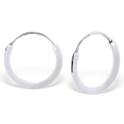 12mm Small Hoop Earrings Sterling Silver Endless Hoop Earrings for Cartilage Colorful (21962 White)
