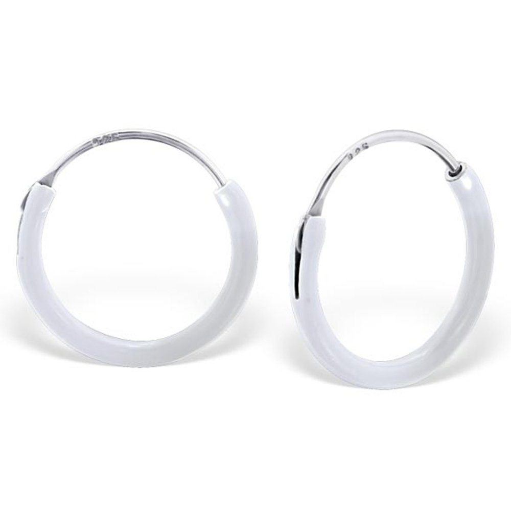 12mm Small Hoop Earrings Sterling Silver Endless Hoop Earrings for Cartilage Colorful (21962 White)