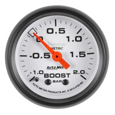 AUTO METER 5703-M2 Gauge Boost (Phantom 2 1/16", -1 - +2 Bar, Mechanical, Phantom)
