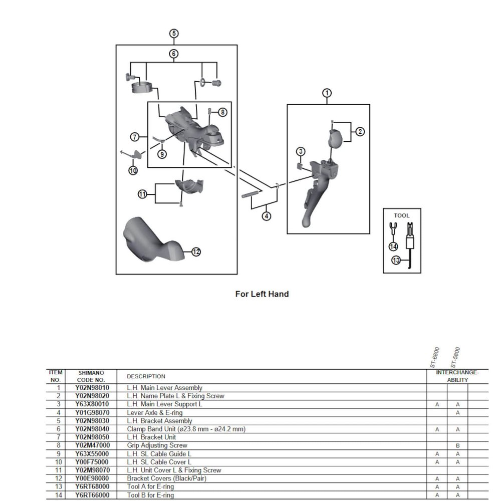SHIMANO Spare Part ST4703 LH Main Lever Assembly