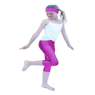 YogaBerries Mermaid Leggings for Girls Kids Pants Capri for Dance (Purple Mermaid, 9/10)