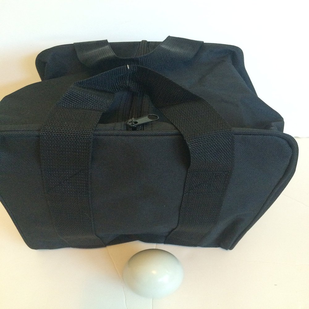 BuyBocceBalls Unique Bocce Accessories Package - Heavy Duty Nylon Bocce Bag (Black with Black Handles) and Official Tournament-Grade White 60mm Pallino