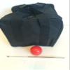 BuyBocceBalls Unique Bocce Accessories Package - Heavy Duty Nylon Bocce Bag (Black with Black Handles), Official Tournament-Grade 60mm red Pallino, Extendable Measuring Device view 1