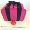 BuyBocceBalls Unique Bocce Accessories Package - Heavy Duty Nylon Bocce Bag (Pink with Black Handles), Official Tournament-Grade red 60mm Pallino, Extendable Measuring Device view 1