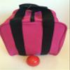 BuyBocceBalls Unique Bocce Accessories Package - Heavy Duty Nylon Bocce Bag (Pink with Black Handles) and Official Tournament-Grade Red 60mm Pallino view 1