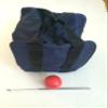 BuyBocceBalls Unique Bocce Accessories Package - Heavy Duty Nylon Bocce Bag (Blue with Black Handles), Official Tournament-Grade 60mm red Pallino, Extendable Measuring Device view 1