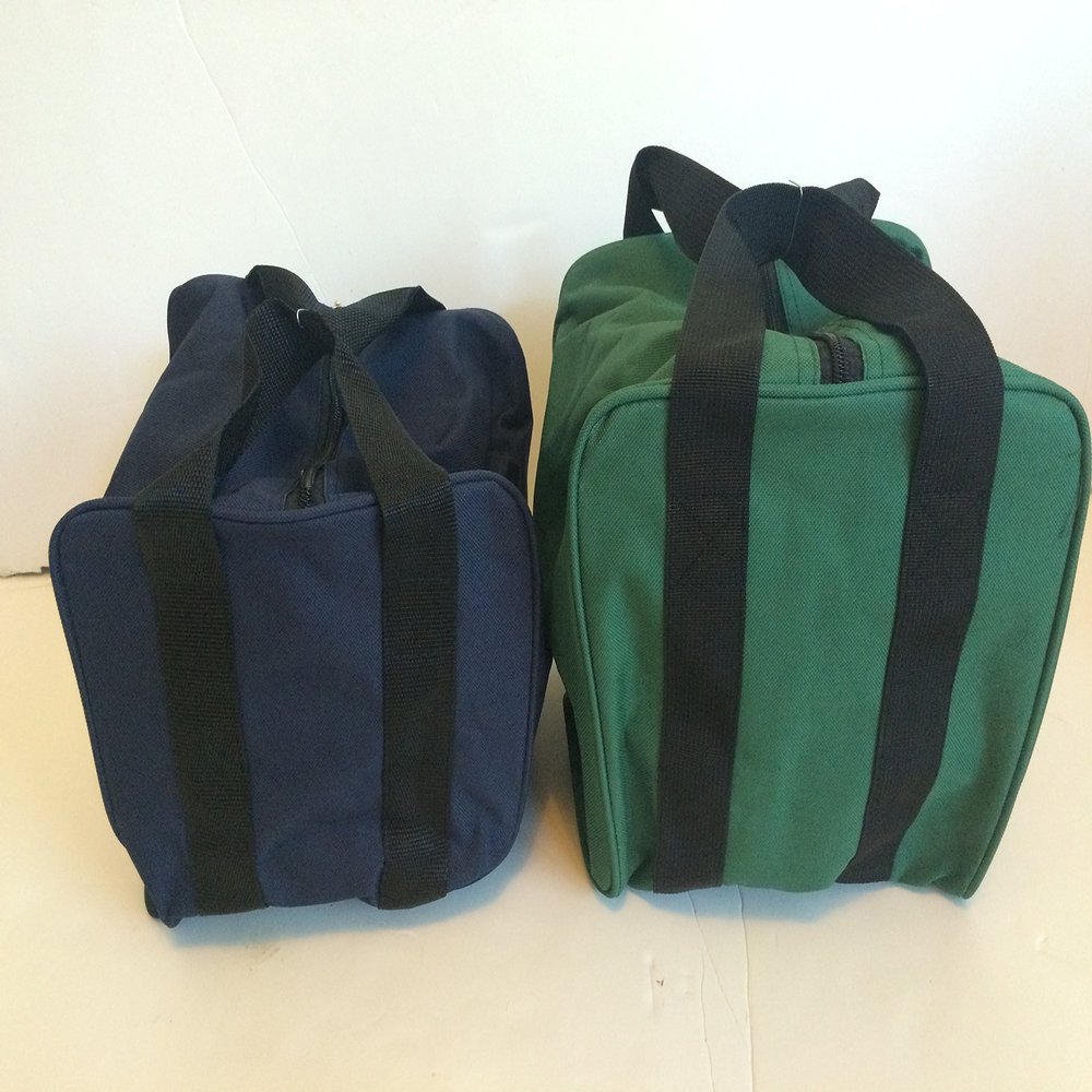 BuyBocceBalls Listing - Unique Package - - Pack of 2 Extra Heavy Duty Nylon Bocce Bags - Blue with Black Handles and Green with Black Handles