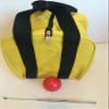 BuyBocceBalls Unique Bocce Accessories Package - Heavy Duty Nylon Bocce Bag (Yellow with Black Handles), Official Tournament-Grade red 60mm Pallino, Extendable Measuring Device view 1