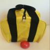 BuyBocceBalls Unique Bocce Accessories Package - Heavy Duty Nylon Bocce Bag (Yellow with Black Handles) and Official Tournament-Grade Red 60mm Pallino view 1