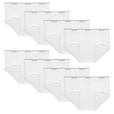 Fruit of the Loom 8-Pack Men's White Tag Free Solid White Cotton Briefs B8P7601 (Small)