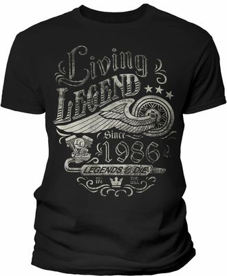 40th Birthday Gift Shirt for Men - Living Legend 1986 Legends Never Die - F/Black-4X
