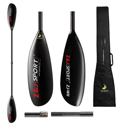Z&J SPORT Adjustable Kayak Wing Paddle Oval Shaft, Matte Carbon Lightweight 2-Piece Kayak Paddle for Surfski, Racing Kayak, Touring Kayak with Paddle Bag (205cm-215cm, WI)