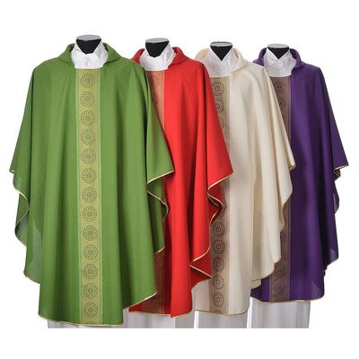 Gothic Chasuble with Cross Embellishments in Polyester, WhiteWhite