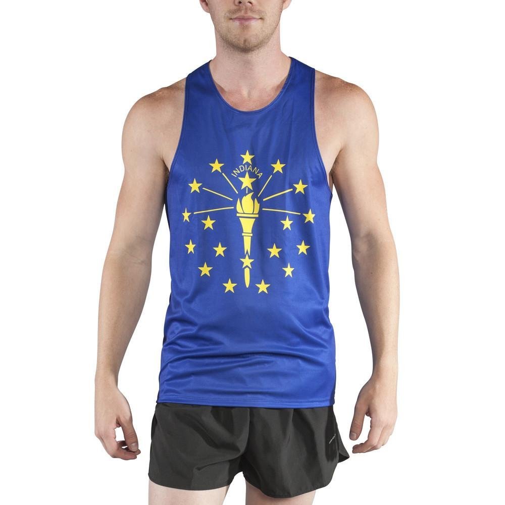 B.O.A BOA Mens Patriot Print Running Singlet (2610P) (Indiana, Large)