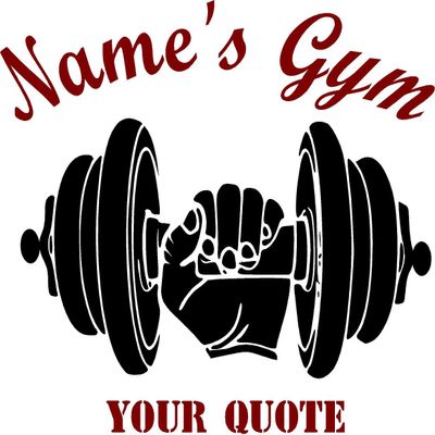 Customized Gym Decal w/Name & Quote- Vinyl Decal (36"x30", Dark Purple/Black)