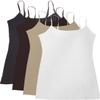 Active Basic Junior Women's Casual Plain Layering Camisole Cami Top Tank - 4 Pack Bk Bk Wh Wh, 3XL view 1
