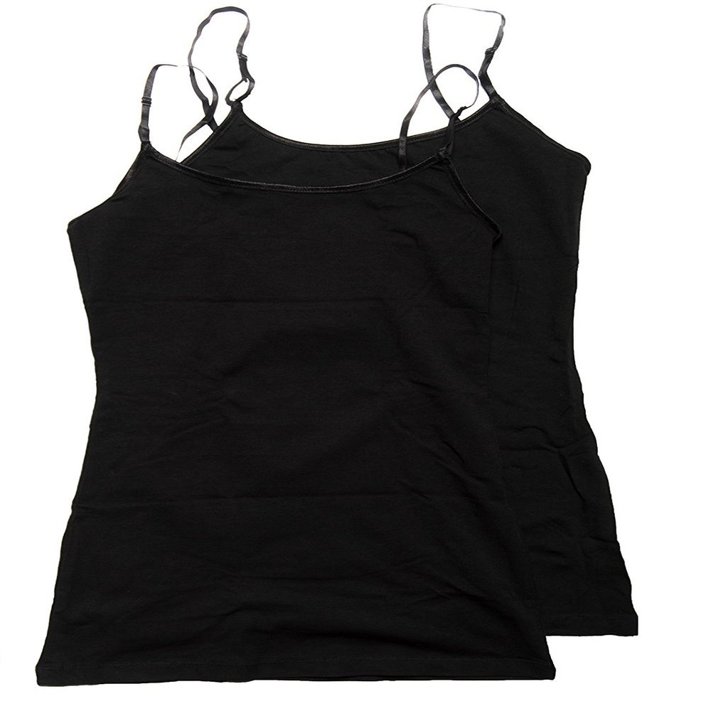 Active Basic Women's Basic Casual Plain Camisole Cami Top Tank Junior and Plus Sizes Black 3XL